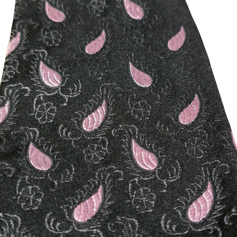 Robert Talbott Best of Class Men Black Pink Paisley Silk Tie Handsewn Preppy USA